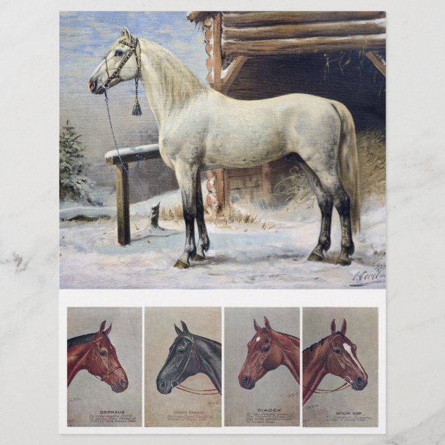 Papier Peintures vintages à cheval de l'ère victorienne (Devant)