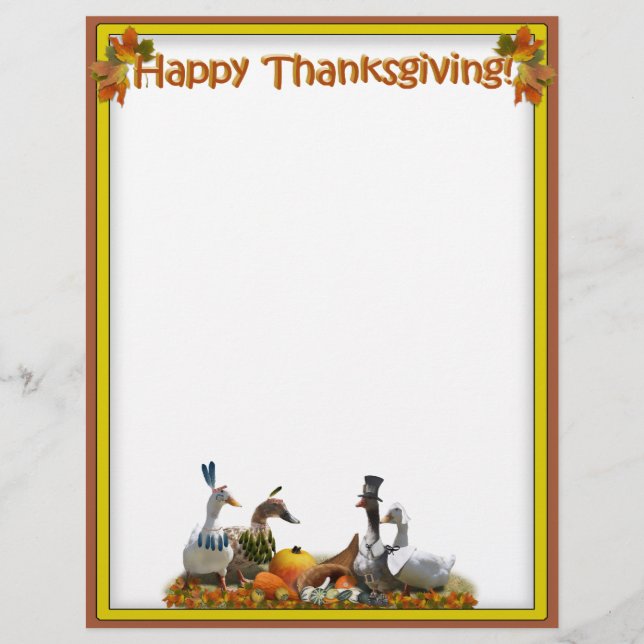 Papier Pèlerin de Thanksgiving et Canards indiens (Devant)