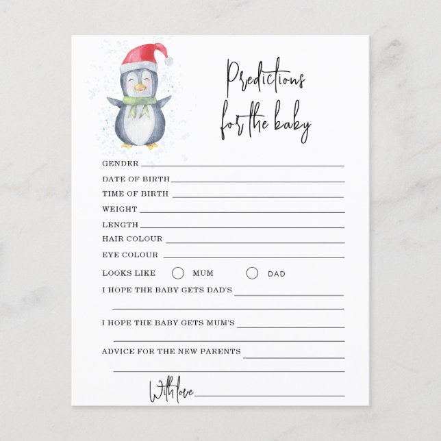 Papier Penguin - prédictions et conseils bébé (Devant)