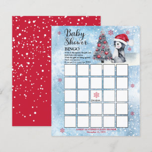 Papier Penguin Snowman Winter Boy Baby shower Bingo Card