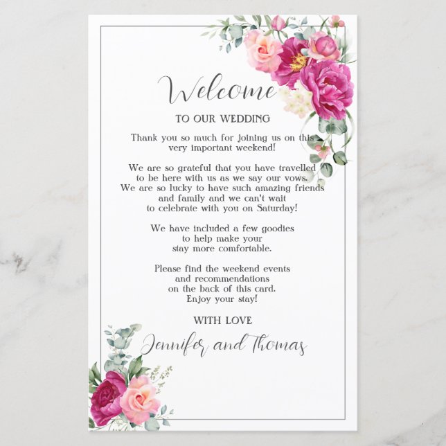 Papier Peony et Eucalyptus Rose verdure (Devant)