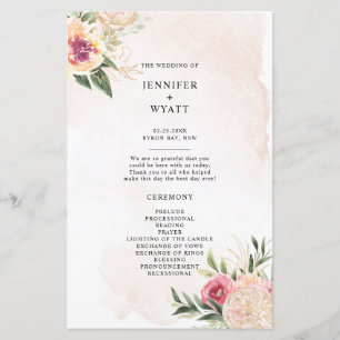 Papier Peony et Gold Foil Mariage Cérémonie de cérémonie