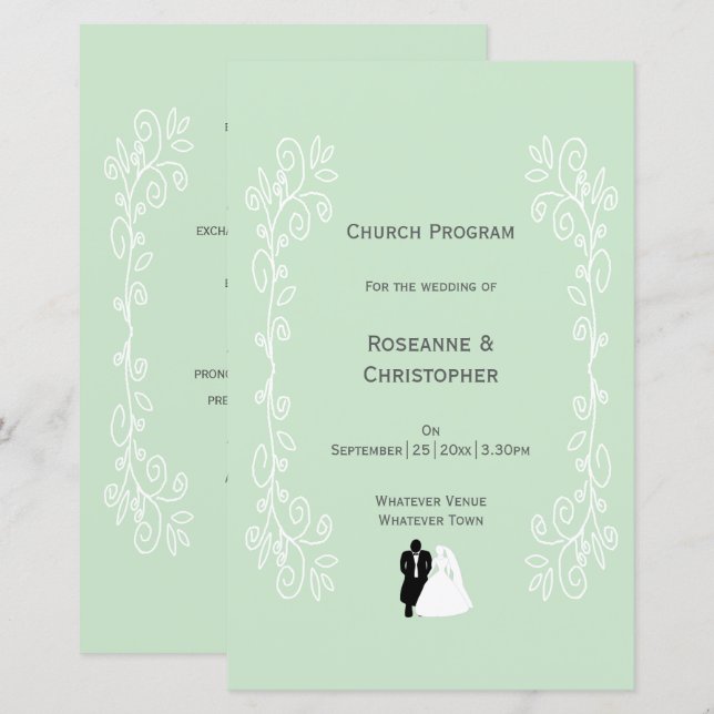 Papier Peppermenthe Couleur Mariée Et Mariage De Concepti (Devant / Derrière)