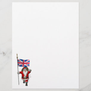 Papier Père Noël Avec Drapeau Union Du Royaume-Uni