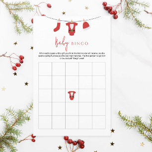Papier Père Noël Baby Baby shower Bingo Activité de jeu