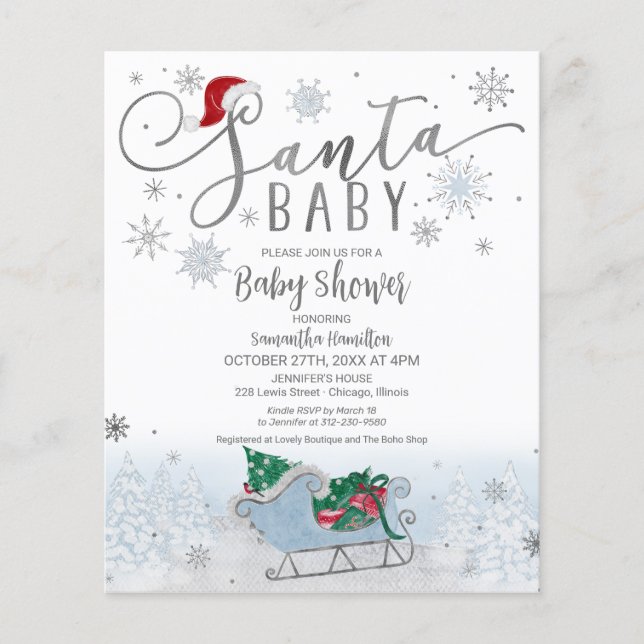 Papier Père Noël Baby Christmas Budget Baby shower Invita (Devant)