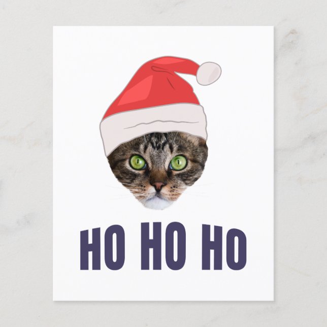 Papier Père Noël Chat avec Santa hat, Ho Ho ho ho Invitat (Devant)