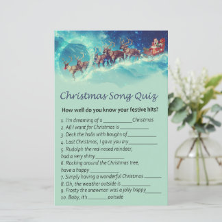 Papier Père Noël jeu de chansons de Noël de rennes