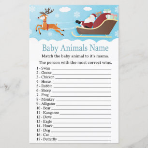 Papier Père Noël Sleigh Reindeer Baby Animaux Nom Jeu