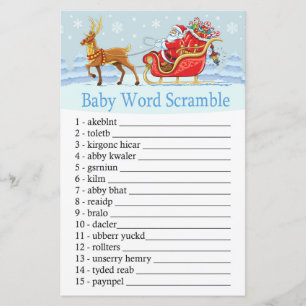Papier Père Noël Sleigh Reindeer Baby jeu de mots scrambl
