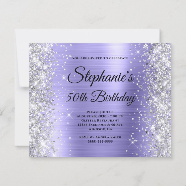 Papier Periwinkle Pailleté Argent Anniversaire 50 Ans (Devant)