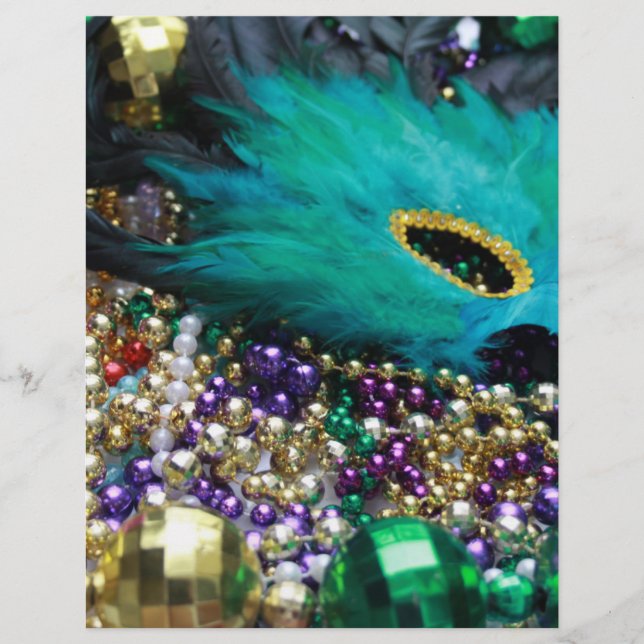 Papier Perles Mardi Gras et Masque de Plumes Vertes (Devant)