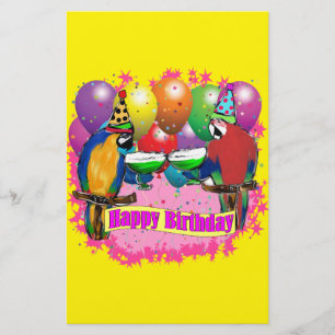 PAPIER PERROQUETS D'ANNIVERSAIRE
