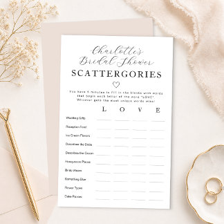 Papier Personalized Bridal Shower Scattergories Game