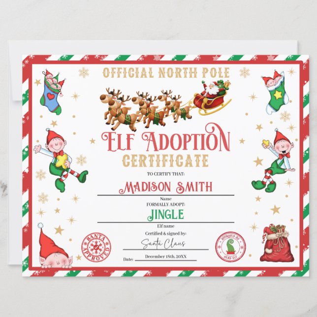 Papier Personalized Elf Adoption Certificate (Devant)