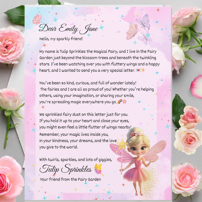 Papier Personalized Fairy Letter for Girls – Custom Name (Personalized Fairy Letter for Girls – Custom Name, Magical Note from the Fairy Garden)