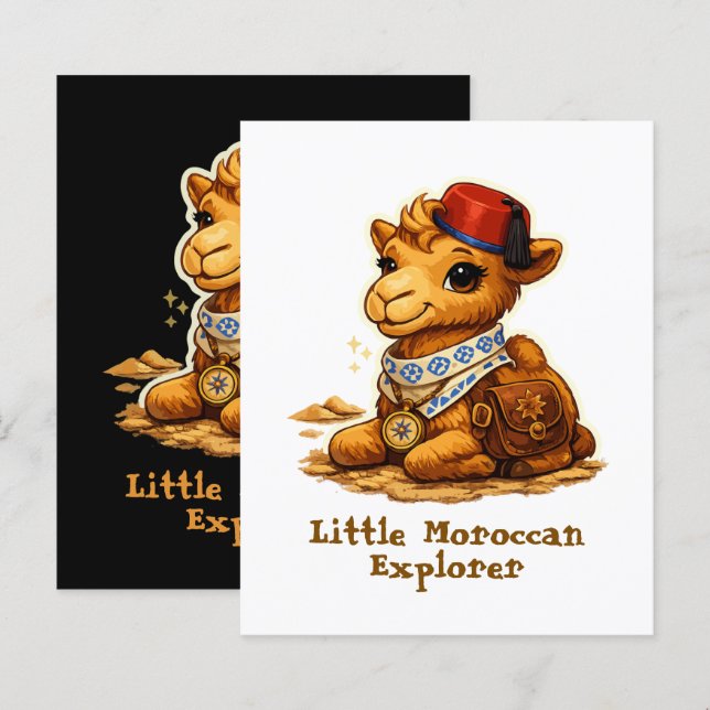 Papier Personalized Little Moroccan Explorer Camel – Cute (Devant / Derrière)