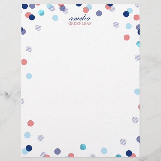 Papier PERSONNALISÉ CUSTOM COIN confetti point marine cor (Devant)