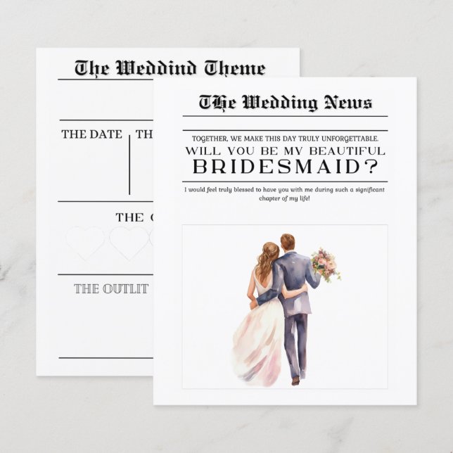 Papier Personnalisé Le Mariage Nouvelles Serez-Vous Mon É (Devant / Derrière)