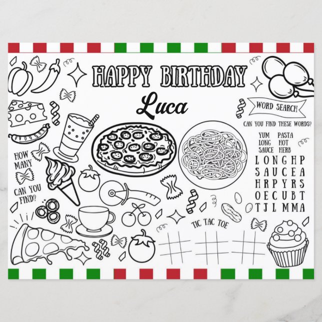 Papier Personnalisé Nom Italien Anniversaire Coloris (Devant)