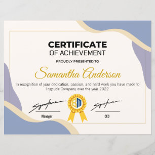 Papier Personnaliser le certificat d'attribution
