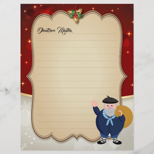 Papier Personnaliser, Noël Olentzero Navidad carta : (Devant)