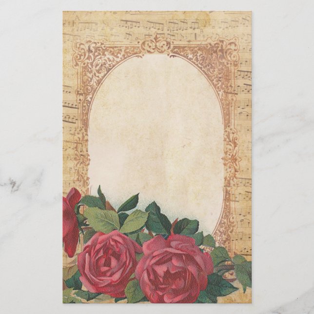 Papier Perturbé par la frontière des Roses et des notes m (Devant)