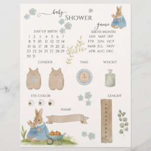 Papier Peter Rabbit Baby shower Deviner le jeu