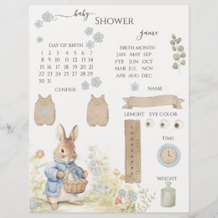 Papier Peter Rabbit Baby shower Deviner le jeu
