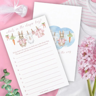 Papier Peter Rabbit Baby Shower What's In The Diaper Bag