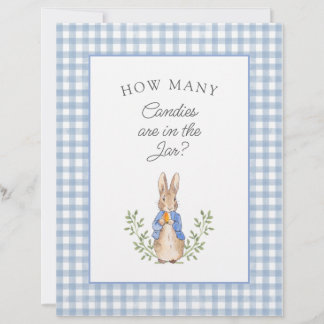 Papier Peter Rabbit Blue Gingham Baby Shower Game Sign