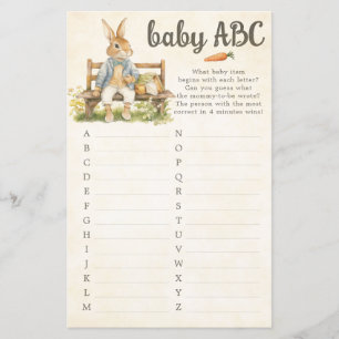 Papier Peter The Rabbit Baby shower ABC Game Card