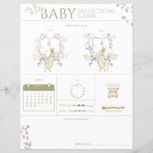 Papier Peter the Rabbit Baby shower Guesser Jeu