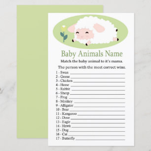 Papier Petit agneau Bébé Animaux Nom Jeu