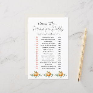 Papier Petit Baby shower Citrouille Devine Qui Joue