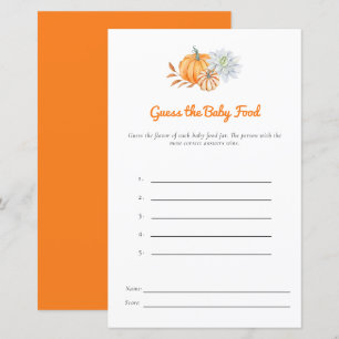 Papier Petit Baby shower Citrouille Guess Baby Food Game