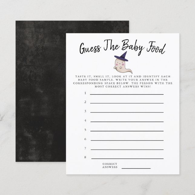 Papier Petit Boo Girl Guess The Baby Food Douche Jeu (Devant / Derrière)