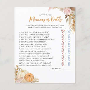 Papier Petit Citrouille Boho Automne Baby shower Floral J
