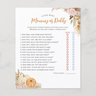 Papier Petit Citrouille Boho Automne Baby shower Floral J