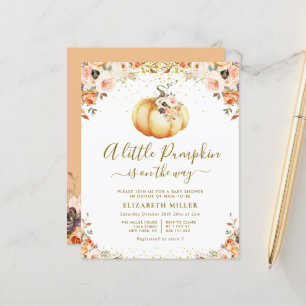 Papier petit citrouille en route baby shower invitation