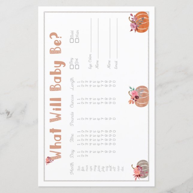 Papier Petit Citrouille prédicateur de bébé (Devant)