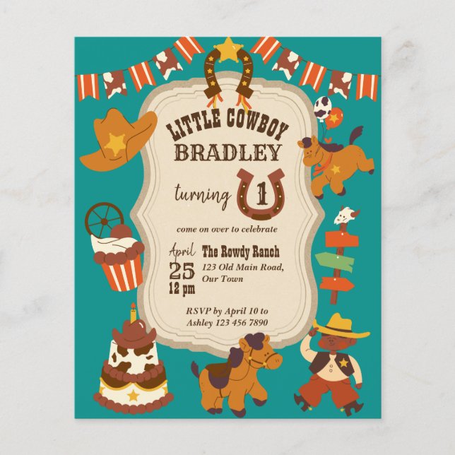 Papier Petit cowboy anniversaire de enfant invitation du  (Devant)