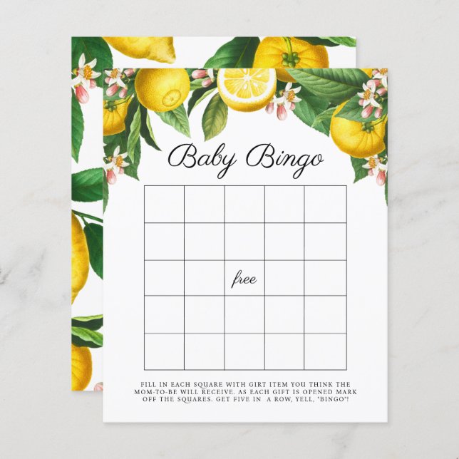 Papier Petit Cutie Baby Bingo Douche Jeu (Devant / Derrière)