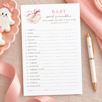 Papier Petit Fantôme Mignon Arc Rose Bébé Mélange de Mots
