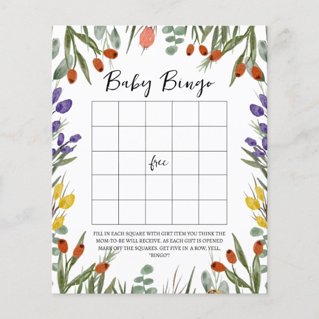 Papier Petit Fleur sauvage En Chemin Bingo Bébé Automne (Devant)