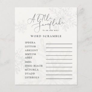 Papier petit flocon d'hiver baby shower mot scramble