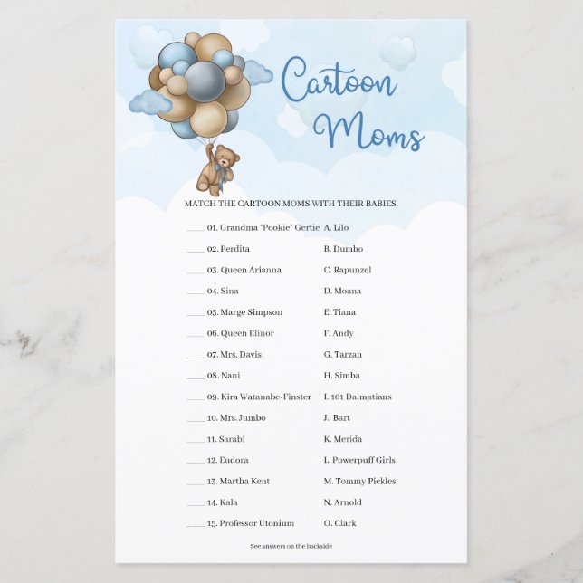 Papier Petit ours en peluche ballons d'ivoire bleu Cartoo (Devant)