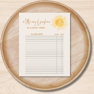 Papier Petit Rayon de Soleil Jeu de devinette Baby Shower