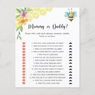 Papier Petite Abeille - jeu pour baby shower maman ou pap