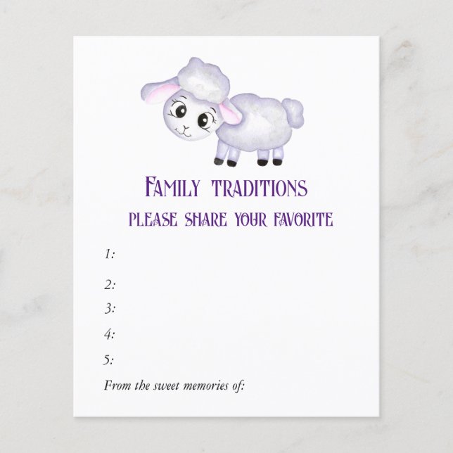 Papier Petite agneau Baby shower mouton Traditions famili (Devant)